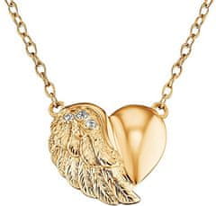 Engelsrufer Pozlacený stříbrný náhrdelník Srdce s křídlem a zirkony ERN-LILHW-G