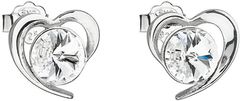 Evolution Group Stříbrné náušnice s krystaly Swarovski bílé srdce 31259.1