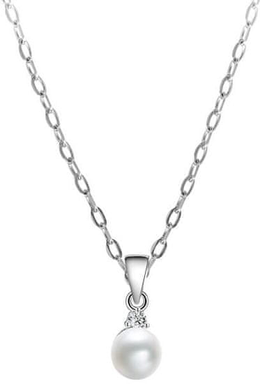Beneto Stříbrný náhrdelník s pravou perlou AGS906/45 (řetízek, přívěsek)