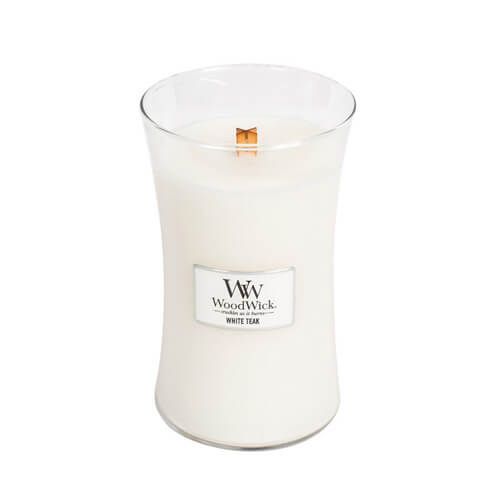 Woodwick Vonná svíčka váza White Teak 609,5 g