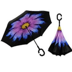 Blooming Brollies Dámský holový deštník Inside Out Purple Daisy Umbrella EDIOPUD