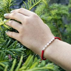 Beneto Exclusive Šňůrkový červený kabala náramek s pravými perlami AGB549