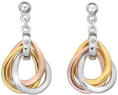 Hot Diamonds Tricolor náušnice ze stříbra s diamanty Trio DE645