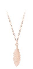 Troli Stylový růžově zlacený náhrdelník s peříčkem