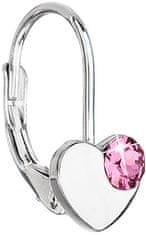 Evolution Group Stříbrné srdíčkové náušnice s krystaly Swarovski 31299.3 Rose