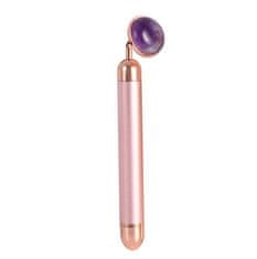 Elektrické masážítko na obličej s minerálem (Jade Roller Massager Electric Pink Handle and Amethyst