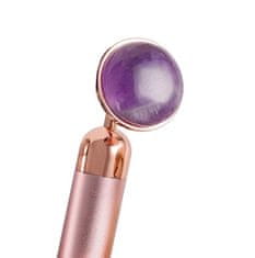 Elektrické masážítko na obličej s minerálem (Jade Roller Massager Electric Pink Handle and Amethyst