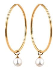 Troli Pozlacené kruhové náušnice s perlou 2v1 VJMS002ER