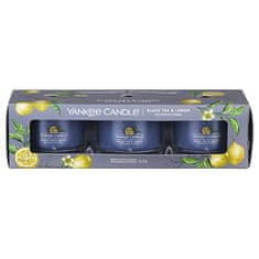 Yankee Candle Sada votivních svíček ve skle Black Tea & Lemon 3 x 37 g