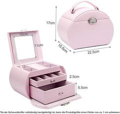 Troli Růžová luxusní šperkovnice kufřík