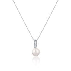 JwL Luxury Pearls Elegantní náhrdelník s pravou perlou a zirkony JL0748 (řetízek, přívěsek)
