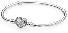 Pandora Stříbrný náramek s třpytícím srdcem 590727CZ (Délka 17 cm)