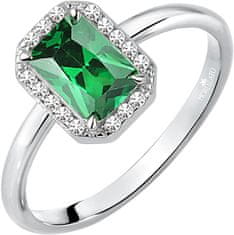 Morellato Třpytivý stříbrný prsten se zeleným kamínkem Tesori SAIW76 (Obvod 52 mm)