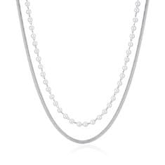S'Agapõ Dvojitý ocelový náhrdelník s perlami Wisdom SWI05
