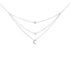 Preciosa Trojitý stříbrný náhrdelník s kubickou zirkonií Moon Star 5362 00