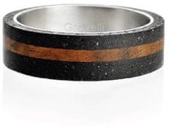 Gravelli Betonový prsten antracitový Simple Wood GJRUWOA001 (Obvod 56 mm)
