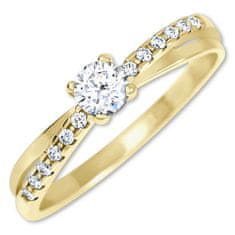 Brilio Půvabný prsten s krystaly ze zlata 229 001 00810 (Obvod 54 mm)