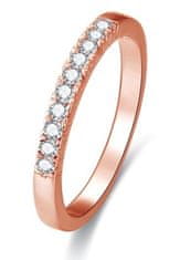 Beneto Růžově pozlacený stříbrný prsten s krystaly AGG188 (Obvod 50 mm)
