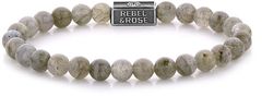 Rebel & Rose Stříbrný korálkový náramek Labradorite Shield RR-6S005-S (Rozměr 15 cm - XS)