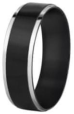 Troli Ocelový černý prsten se stříbrným okrajem (Obvod 69 mm)