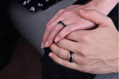 Troli Ocelový černý prsten se stříbrným okrajem (Obvod 69 mm)