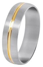 Troli Ocelový prsten se zlatým proužkem (Obvod 49 mm)