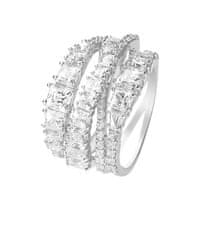 Swarovski Třpytivý trojřadý prsten Twist 584656 (Obvod 55 mm)