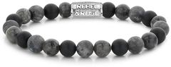 Rebel & Rose Korálkový náramek Grey Rocks RR-80069-S (Rozměr 16,5 cm - S)