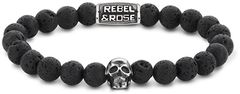 Rebel & Rose Korálkový náramek Skull Black Moon RR-SK001-S (Rozměr 17,5 cm - M)