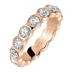 Morellato Pozlacený ocelový prsten s čirými krystaly Cerchi SAKM39 (Obvod 52 mm)