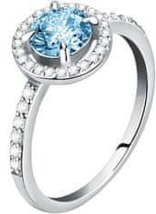Morellato Něžný stříbrný prsten s akvamarínem a krystaly Tesori SAIW9701 (Obvod 58 mm)
