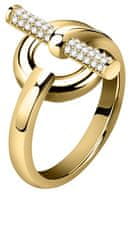 Morellato Elegantní pozlacený prsten z oceli s krystaly Abbraccio SAUC09 (Obvod 56 mm)