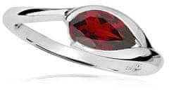MOISS Elegantní stříbrný prsten s červeným granátem RG000 (Obvod 52 mm)