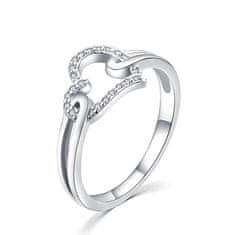 MOISS Romantický stříbrný prsten se zirkony Srdce R000210 (Obvod 56 mm)