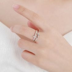 MOISS Luxusní dvojitý stříbrný prsten s křížky R00020 (Obvod 52 mm)