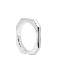 PDPAOLA Elegantní rhodiovaný prsten SIGNATURE LINK Silver AN02-378 (Obvod 54 mm)