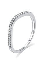 MOISS Minimalistický stříbrný prsten se zirkony R00023 (Obvod 54 mm)