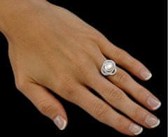 Silvego Stříbrný prsten Laguna s pravou přírodní bílou perlou LPS0044W (Obvod 53 mm)