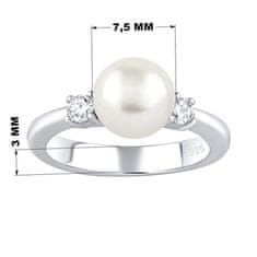 Silvego Stříbrný prsten Maya s pravou přírodní perlou LPS1496RW (Obvod 50 mm)
