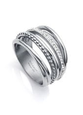 Viceroy Výrazný ocelový prsten s kubickými zirkony Chic 75306A01 (Obvod 54 mm)