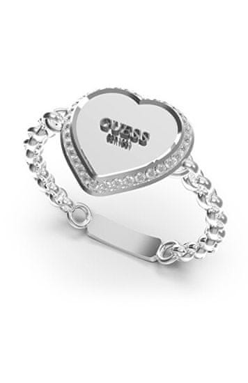 Guess Nápaditý ocelový prsten se srdíčkem Fine Heart JUBR01429JWRH