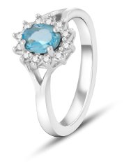 Beneto Exclusive Okouzlujicí prsten s modrým topazem TOPAGG4 (Obvod 52 mm)