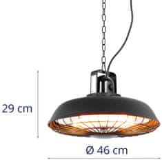 Uniprodo Infračervená terasová vyhřívací lampa závěsná s dálkovým ovládáním 600/1200/1800 W