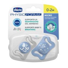 Chicco Dudlík Physio Micro silikonový 0-2m kluk 2 ks