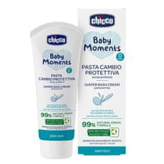 Chicco Krém na dětský zadeček Baby Moments bez parfému s 99% přírodních složek 100ml, 0m+