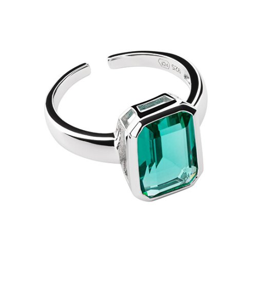 Preciosa Nádherný otevřený prsten se zeleným zirkonem Preciosa Atlantis 5355 94