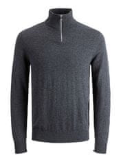 Jack&Jones Pánský svetr JJEEMIL Regular Fit 12189339 Dark Grey Melange (Velikost M)