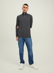 Jack&Jones Pánský svetr JJEEMIL Regular Fit 12189339 Dark Grey Melange (Velikost M)