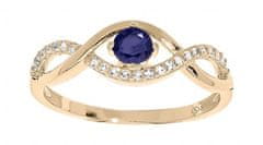 Troli Půvabný pozlacený prsten s modrým zirkonem PO/SR00716N (Obvod 54 mm)