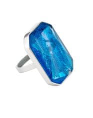 Preciosa Luxusní ocelový prsten s ručně mačkaným kamenem českého křišťálu Preciosa Ocean Aqua 7446 67 (Obvod 60 mm)